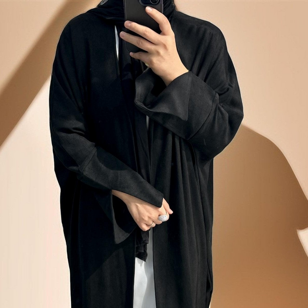 Jumana Velvet Open Front Abaya - Try Modest Limited