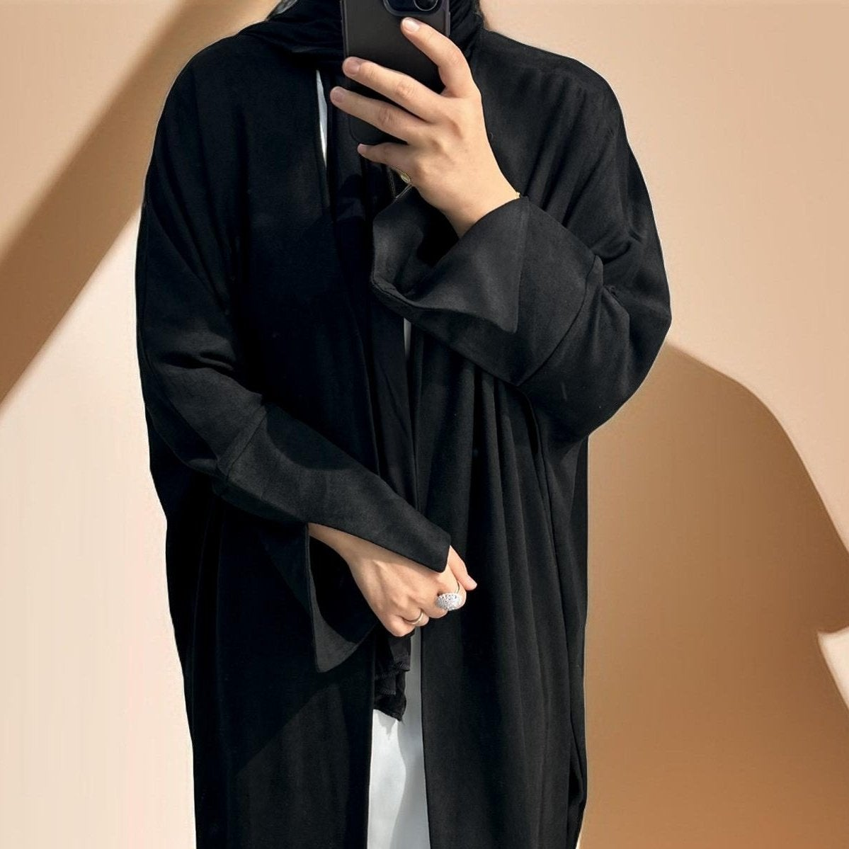 Jumana Velvet Open Front Abaya - Try Modest Limited