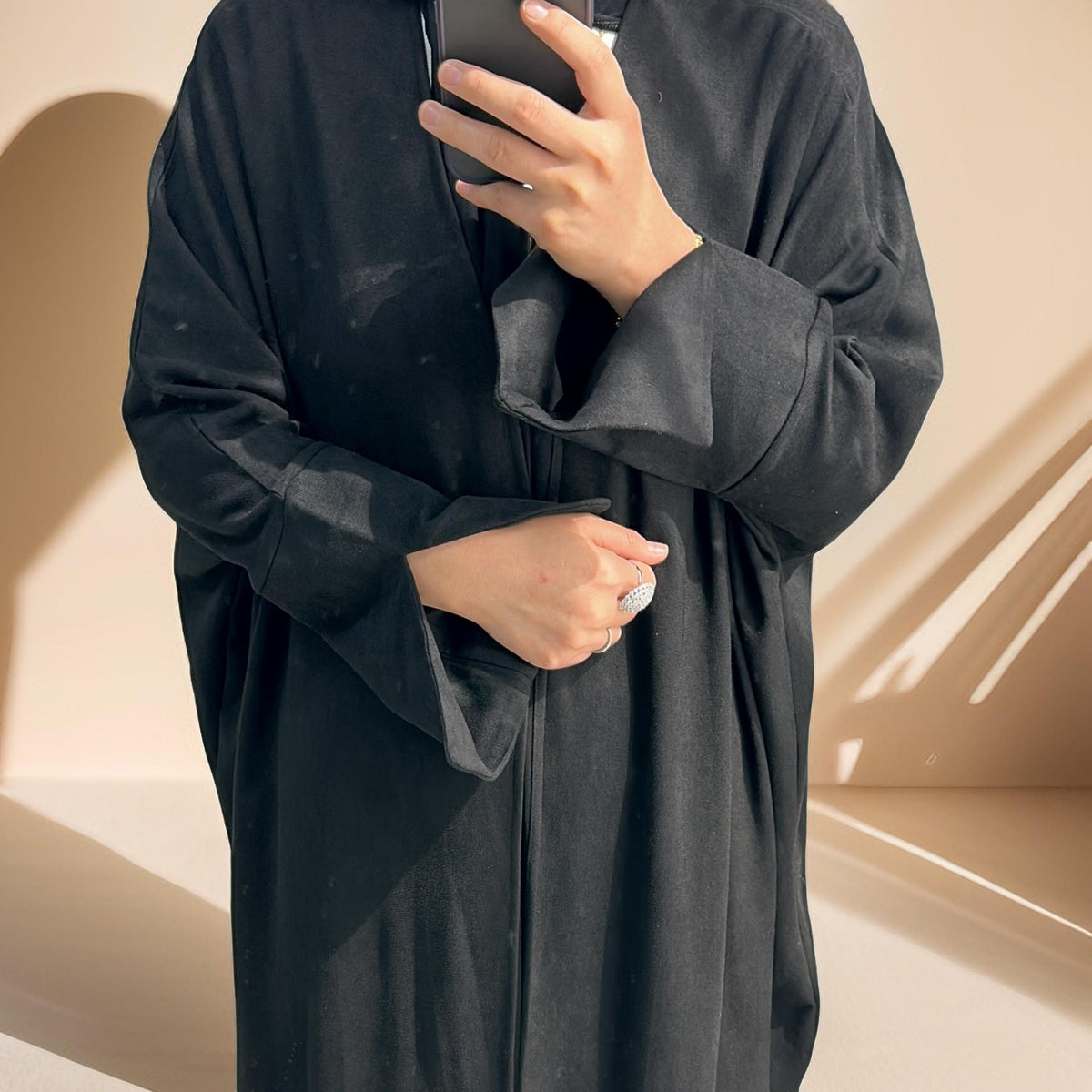 Jumana Velvet Open Front Abaya - Try Modest Limited