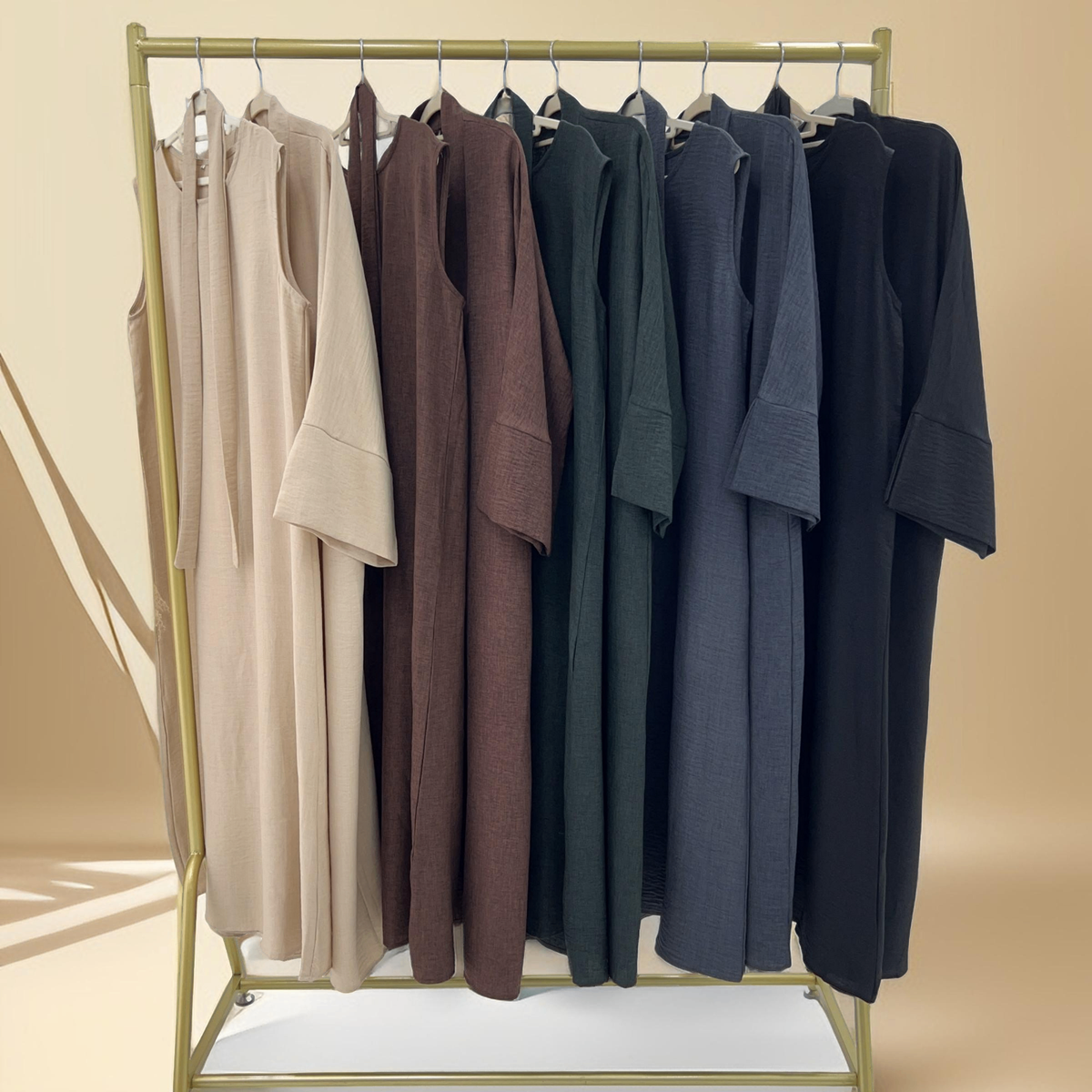 Kamila Classic: 2-Piece Plain Open Abaya Set - Try Modest Limited