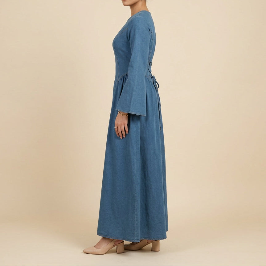 Kavira Denim-Maxikleid mit Schnürung