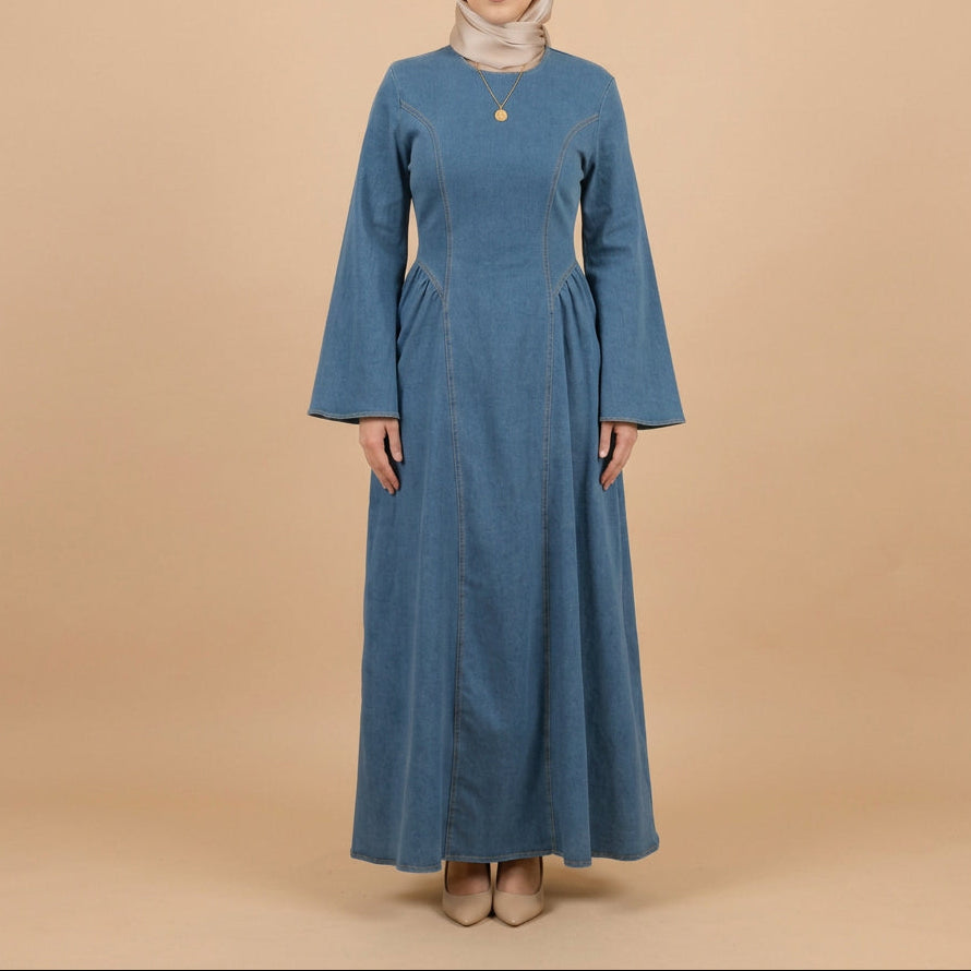 Kavira Denim-Maxikleid mit Schnürung