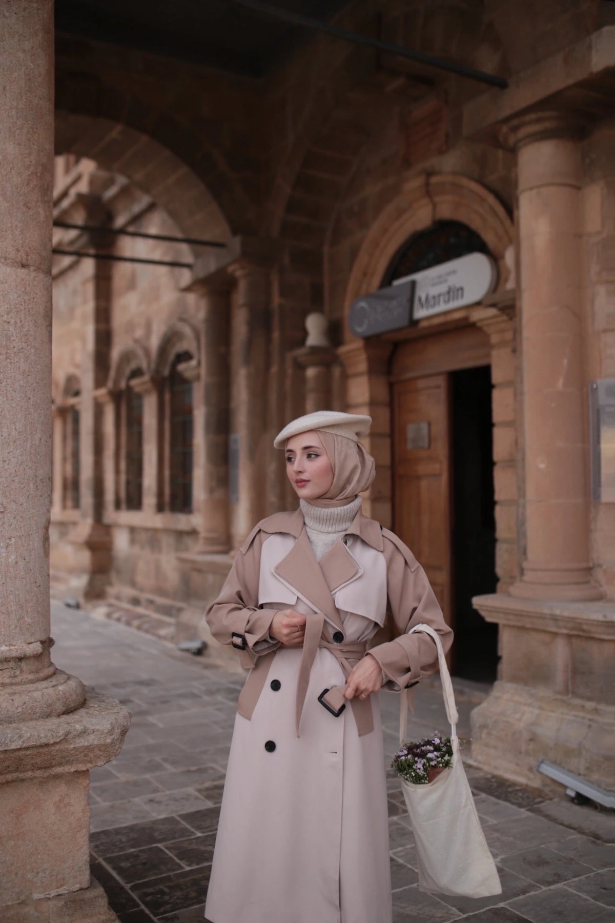 Korean windbreaker Full Sleeved trench coat Wide Waist - Try Modest Limited