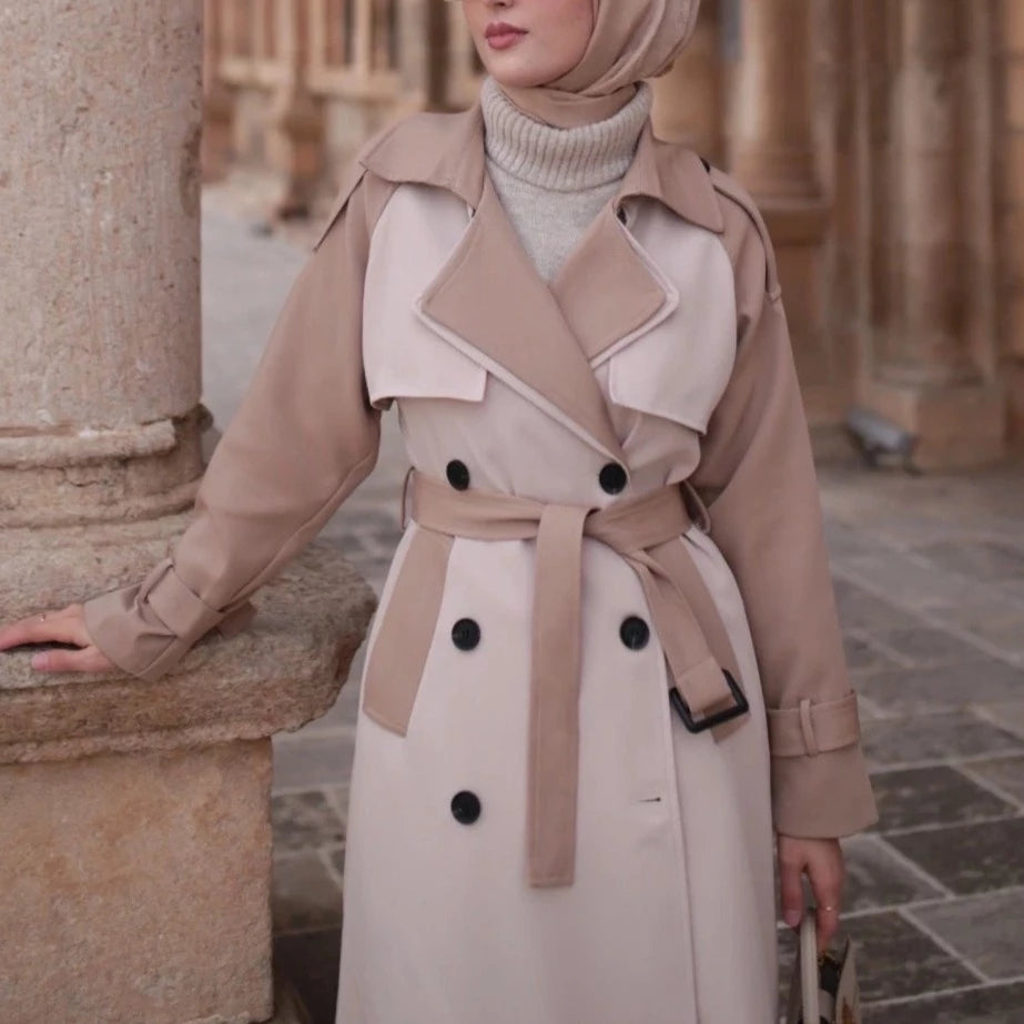 Korean windbreaker Full Sleeved trench coat Wide Waist - Try Modest Limited