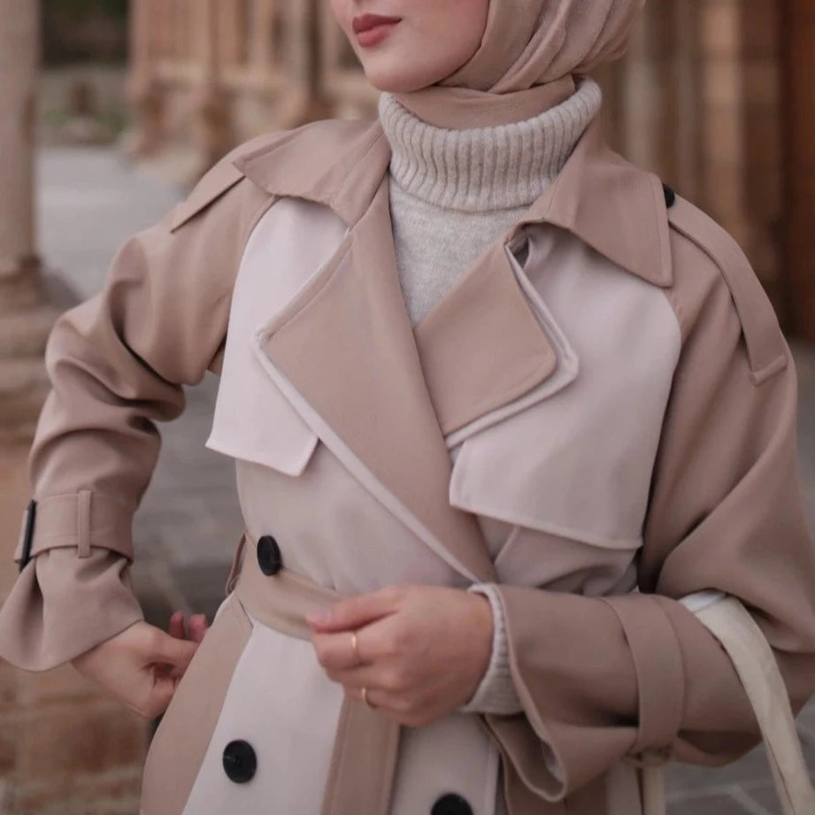 Korean windbreaker Full Sleeved trench coat Wide Waist - Try Modest Limited