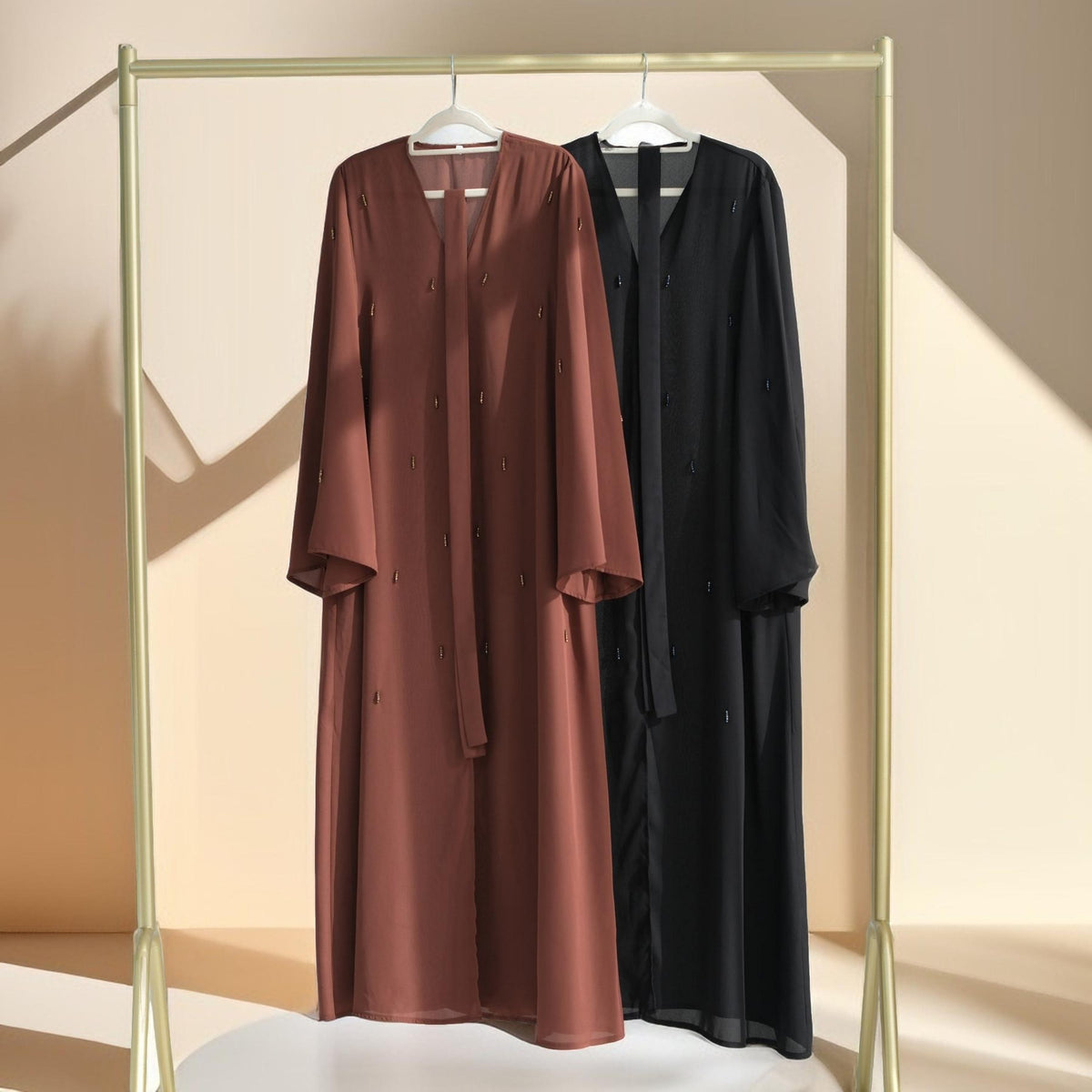Lamya Embellished Chiffon Open Abaya - Try Modest Limited