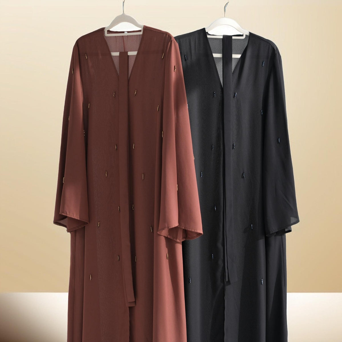 Lamya Embellished Chiffon Open Abaya - Try Modest Limited
