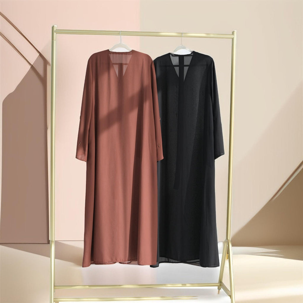 Lamya Embellished Chiffon Open Abaya - Try Modest Limited