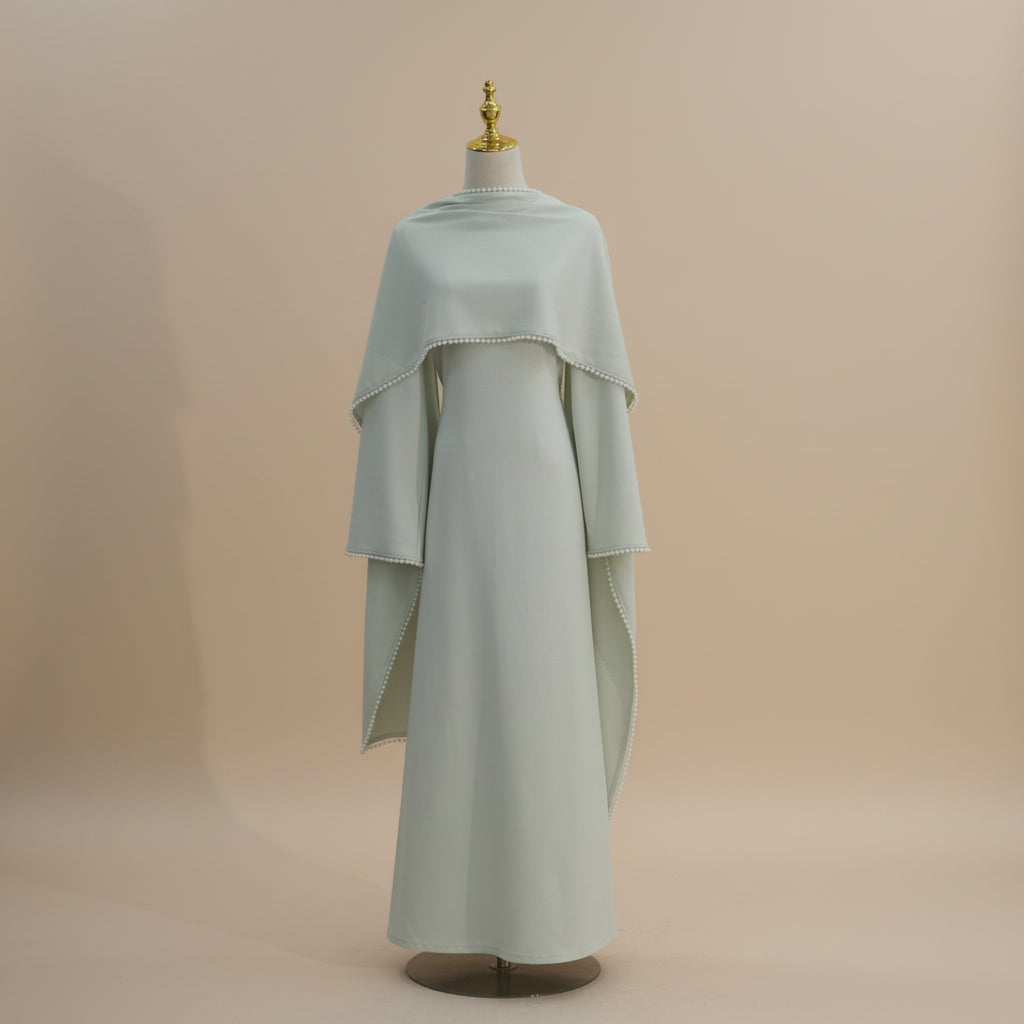 Abito Abaya con mantello di perle Lavin