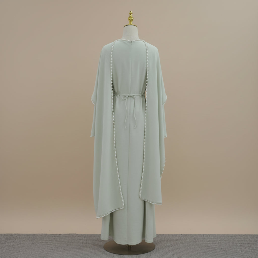 Abito Abaya con mantello di perle Lavin