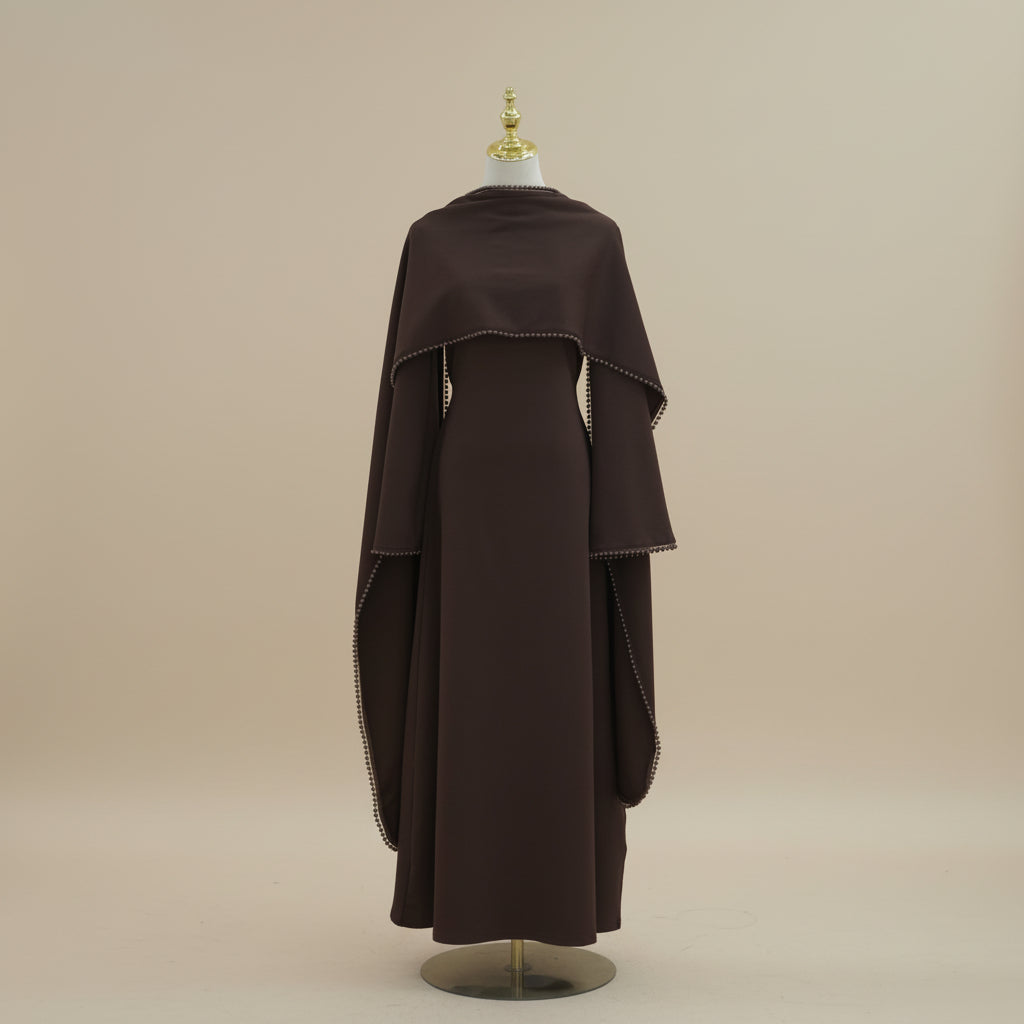 Abito Abaya con mantello di perle Lavin