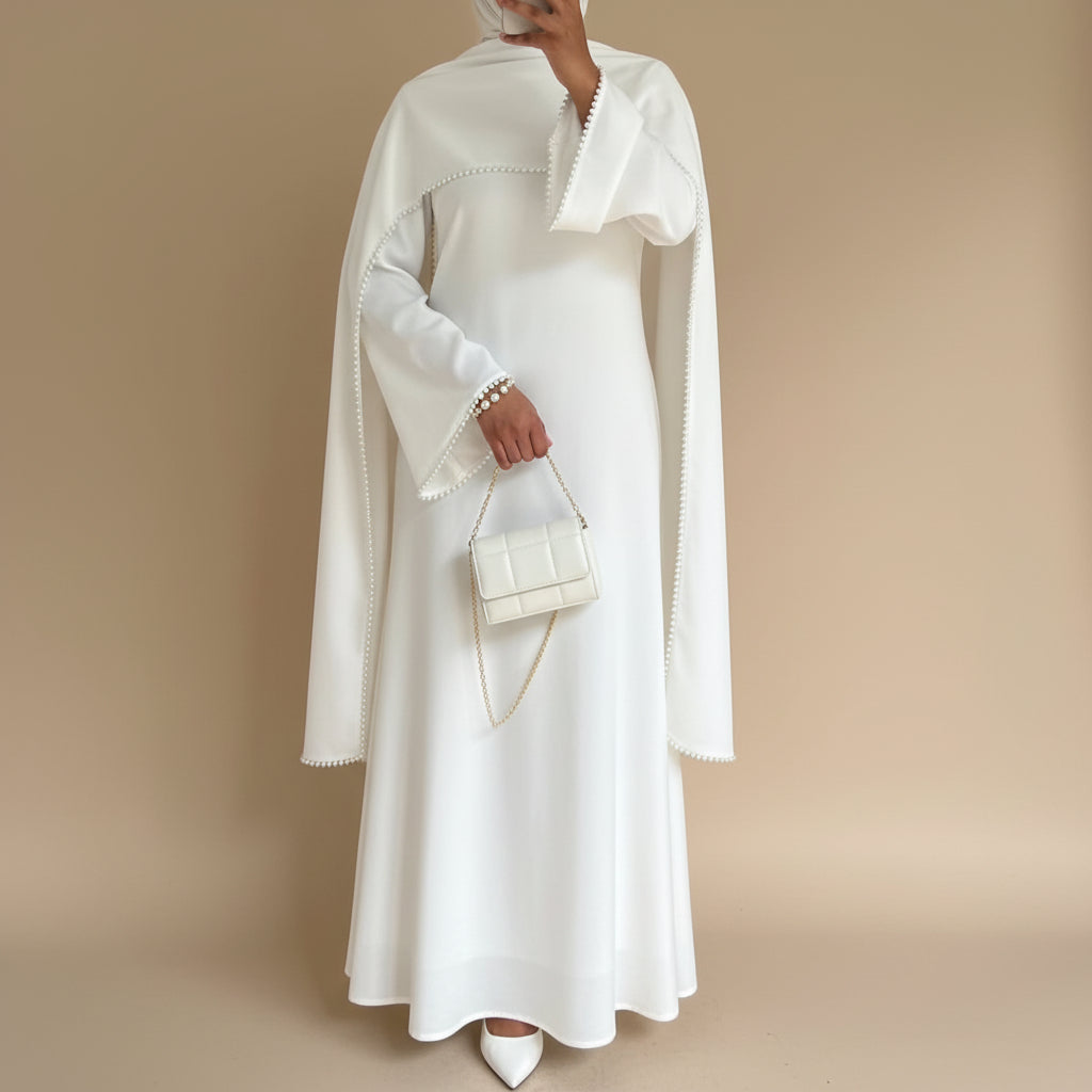 Abito Abaya con mantello di perle Lavin