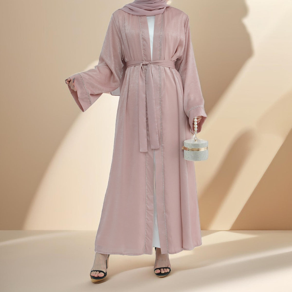 Layali-Chainlight Open Front Throw Over Abaya - Try Modest Limited