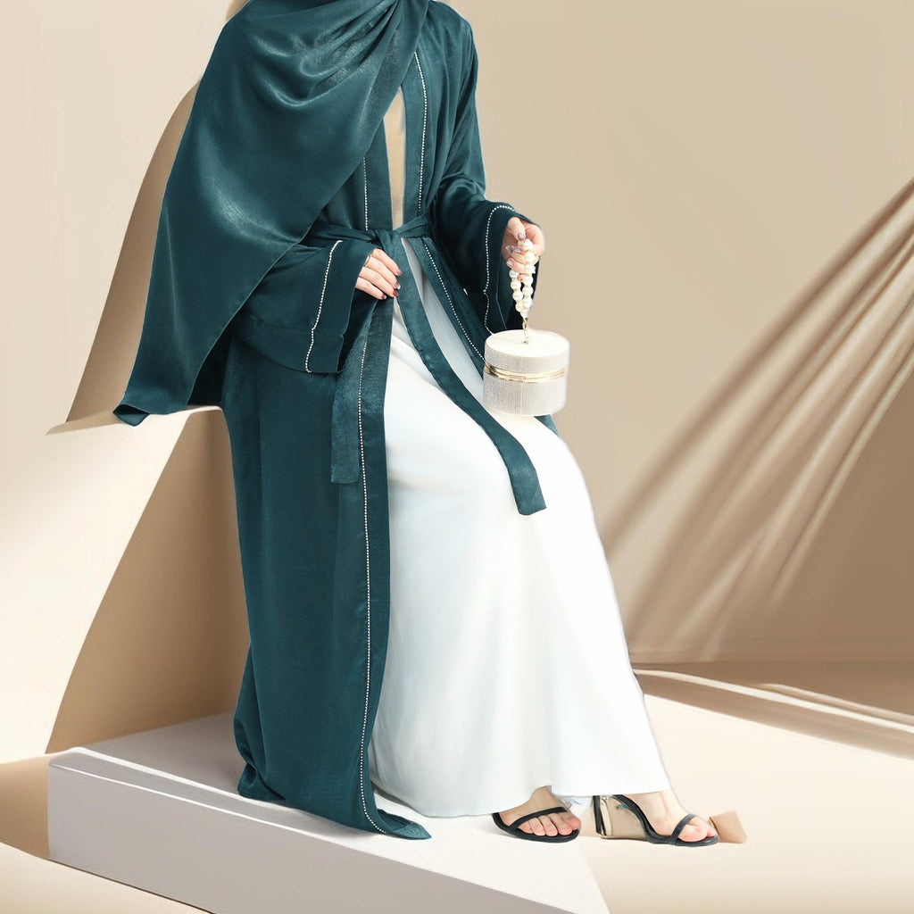 Layali-Chainlight Open Front Throw Over Abaya - Try Modest Limited