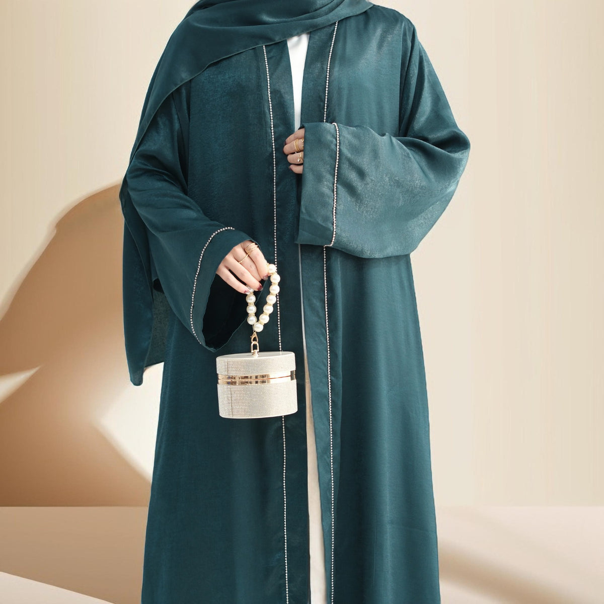 Layali-Chainlight Open Front Throw Over Abaya - Try Modest Limited