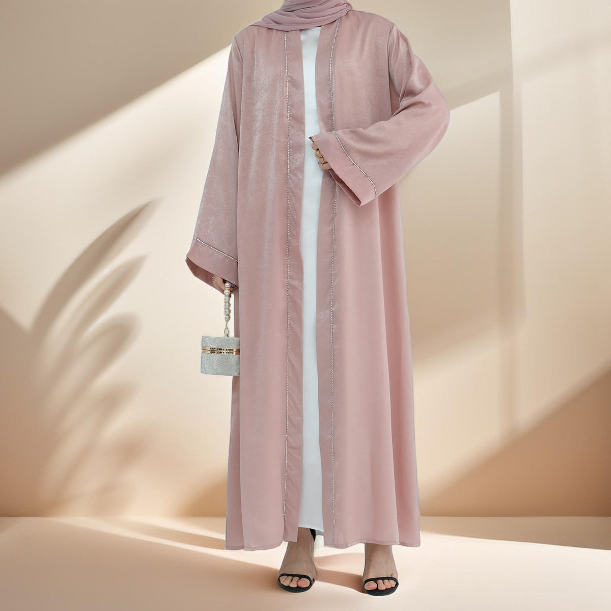 Layali-Chainlight Open Front Throw Over Abaya - Try Modest Limited