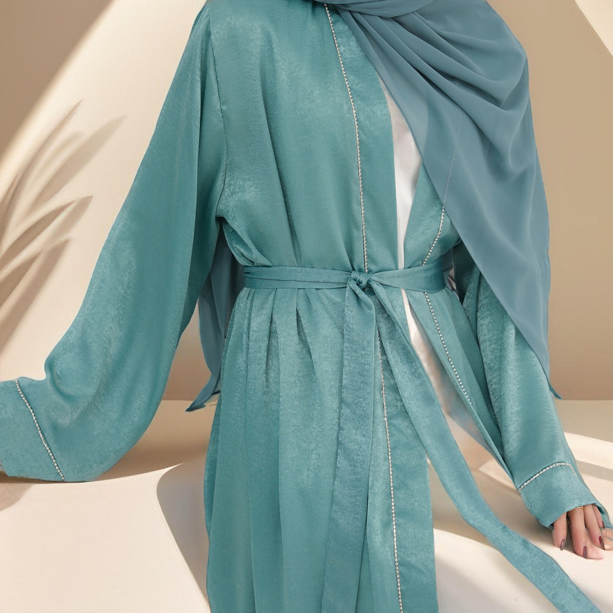Layali-Chainlight Open Front Throw Over Abaya - Try Modest Limited