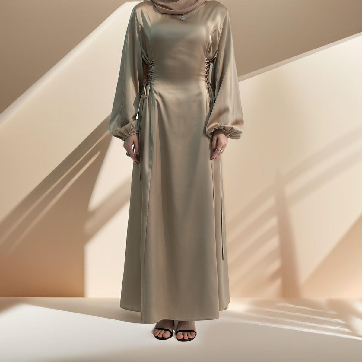 Layla al-Harir: Adjustable Waist Evening Gown - Try Modest Limited