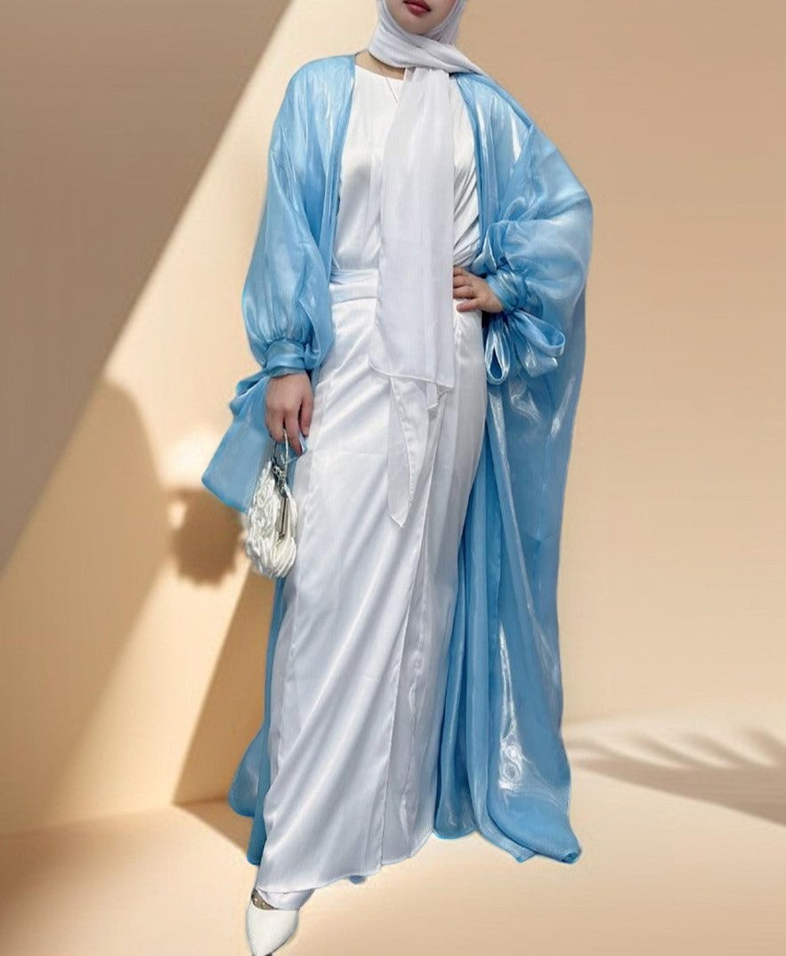Leena-Ethereal Organza Abaya with Puff Sleeves - Try Modest Limited
