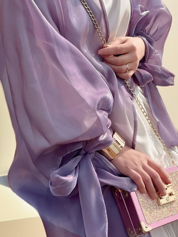 Leena-Ethereal Organza Abaya with Puff Sleeves - Try Modest Limited