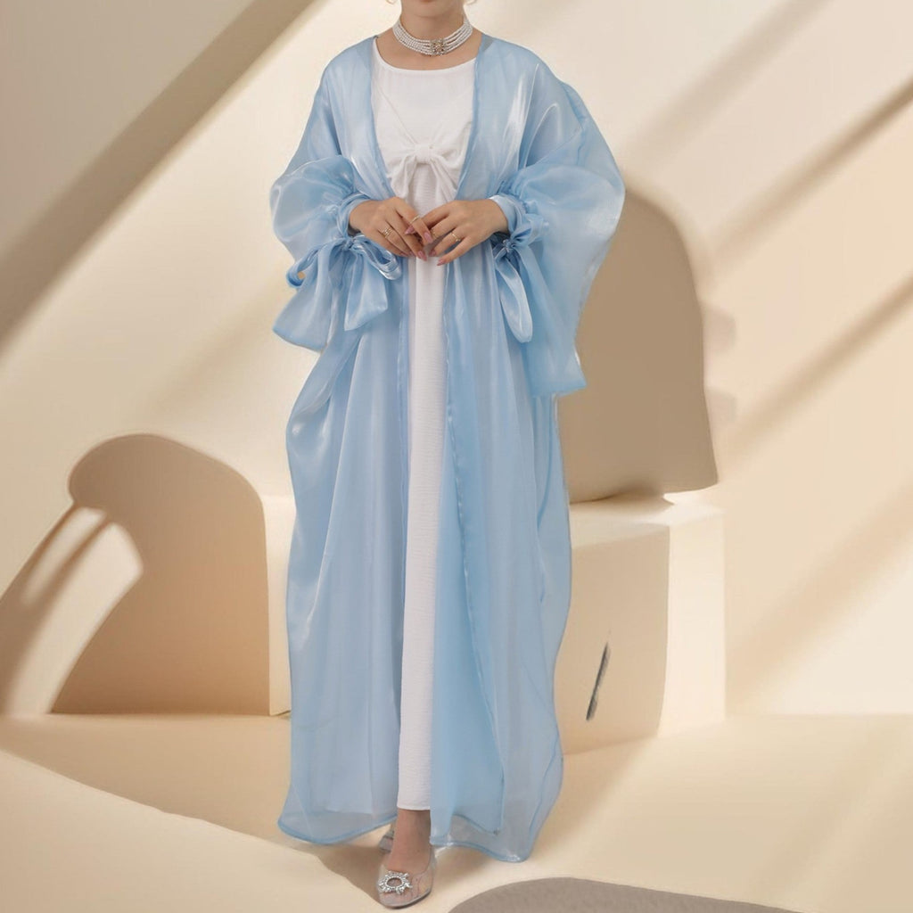 Leena-Ethereal Organza Abaya with Puff Sleeves - Try Modest Limited