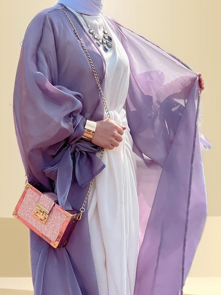 Leena-Ethereal Organza Abaya with Puff Sleeves - Try Modest Limited