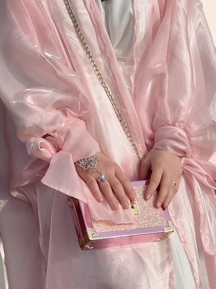 Leena-Ethereal Organza Abaya with Puff Sleeves - Try Modest Limited