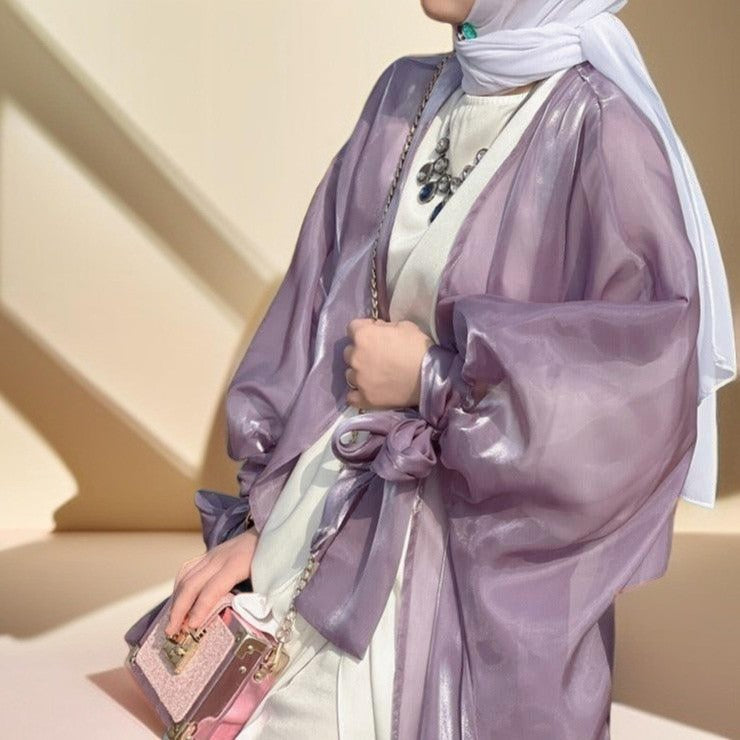 Leena-Ethereal Organza Abaya with Puff Sleeves - Try Modest Limited