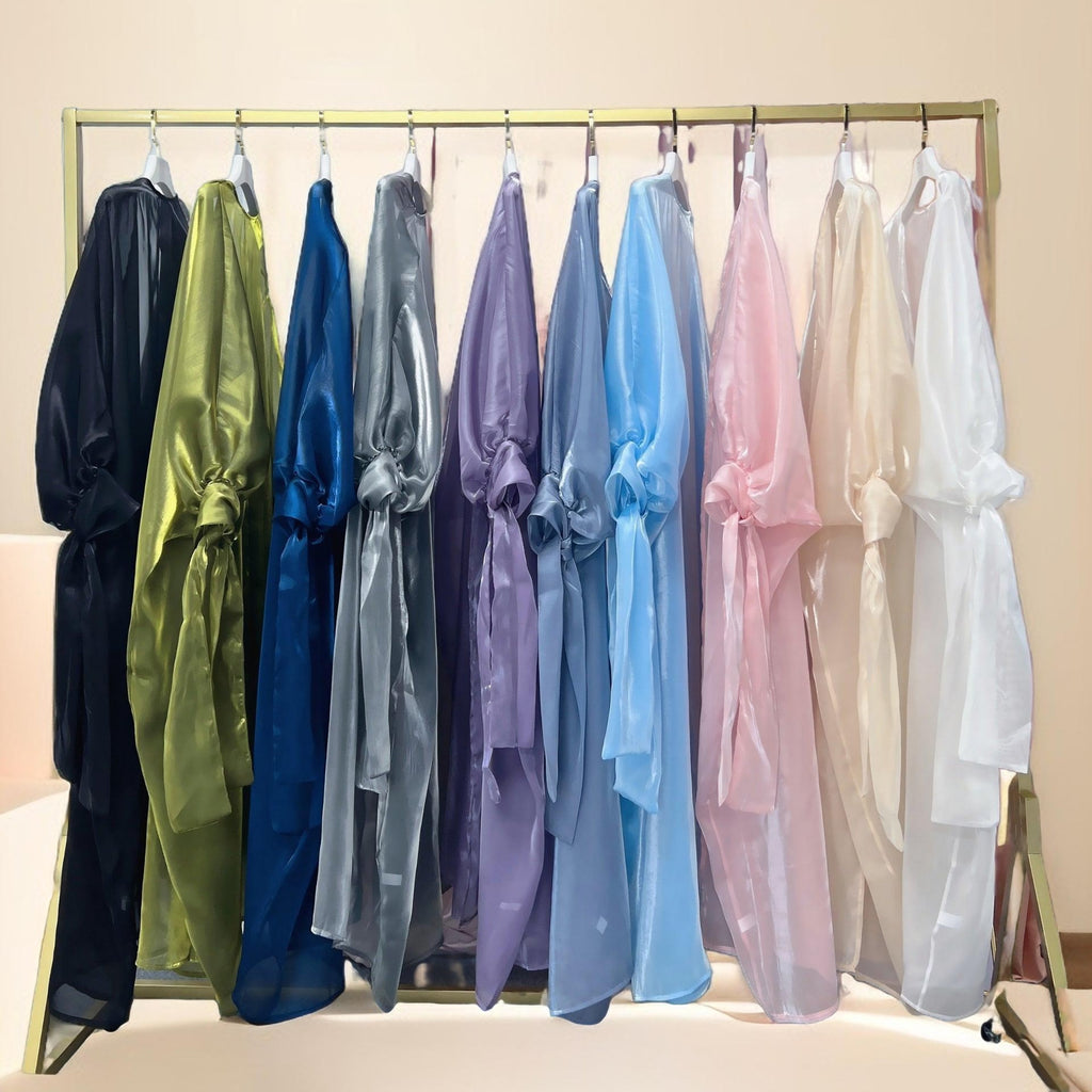 Leena-Ethereal Organza Abaya with Puff Sleeves - Try Modest Limited