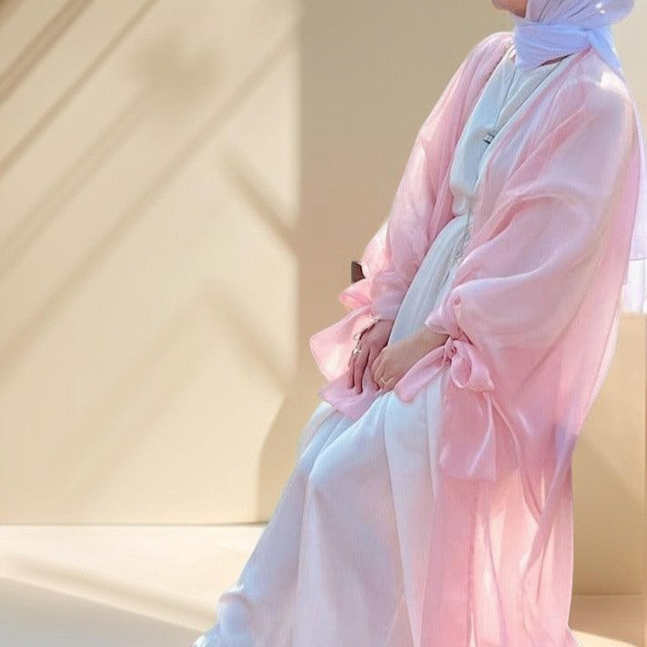 Leena-Ethereal Organza Abaya with Puff Sleeves - Try Modest Limited