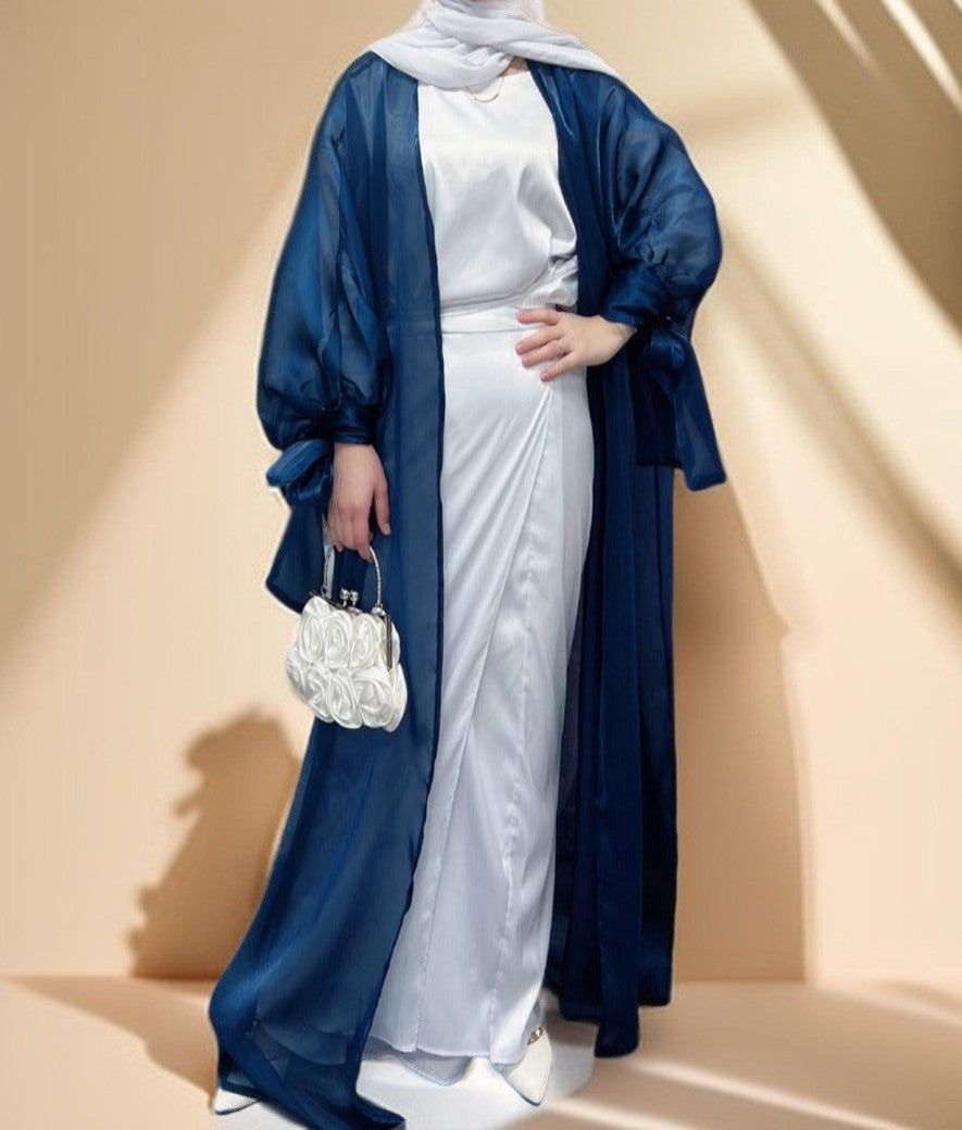 Leena-Ethereal Organza Abaya with Puff Sleeves - Try Modest Limited