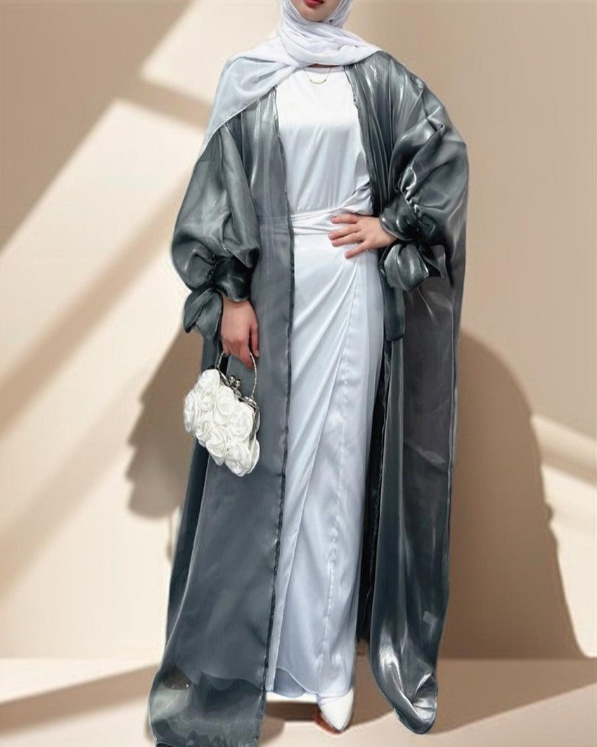 Leena-Ethereal Organza Abaya with Puff Sleeves - Try Modest Limited