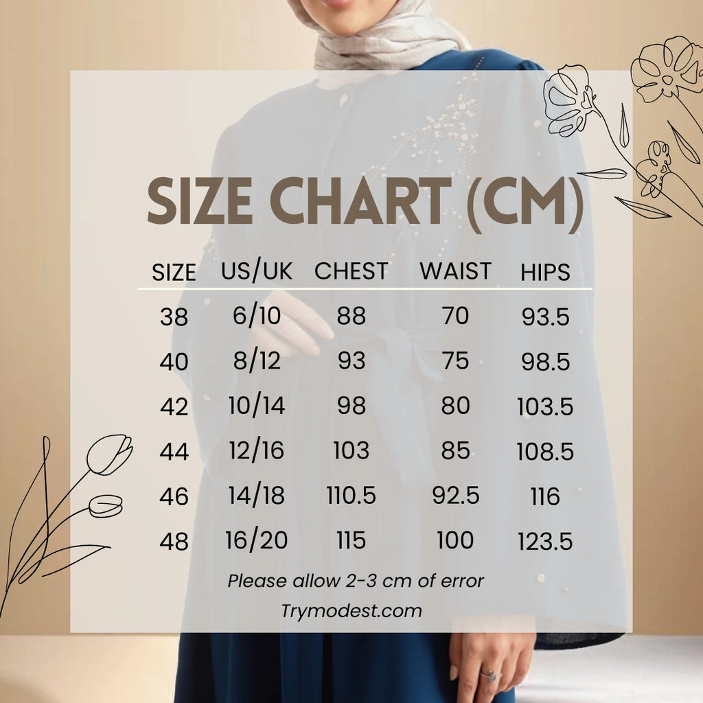 Lena Adorned Embroidered Evening Dress in Indigo - Try Modest Limited