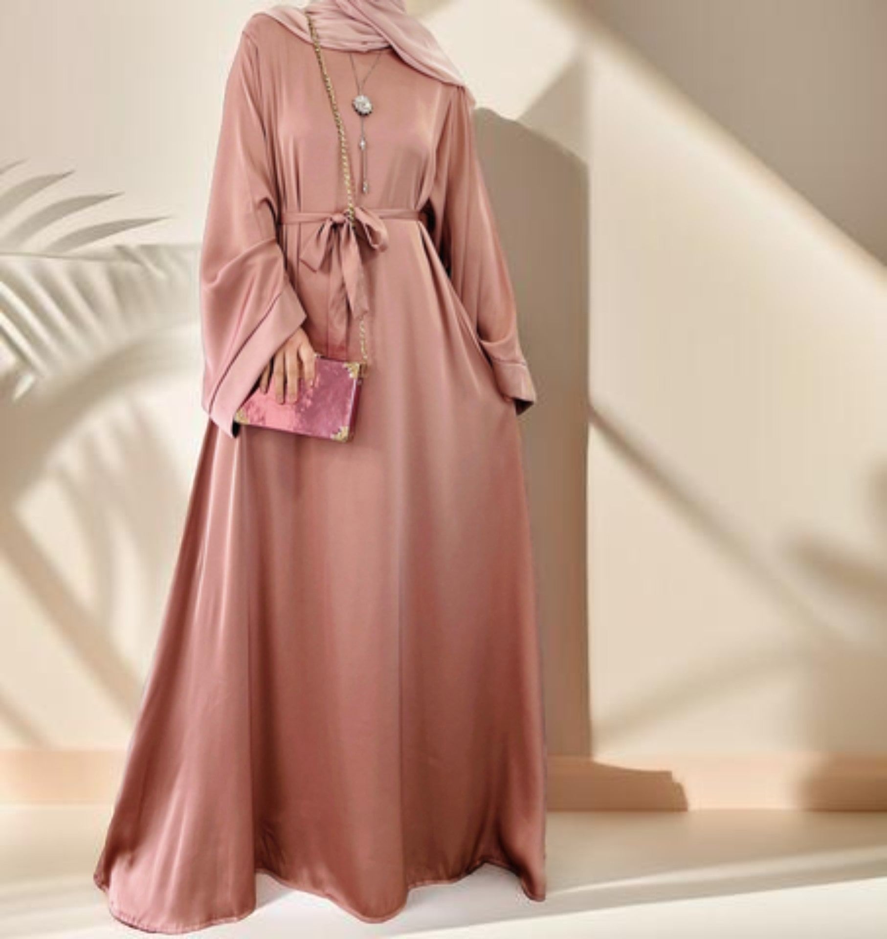 Lightweight plain abaya with long sleeves - Try Modest Limited 