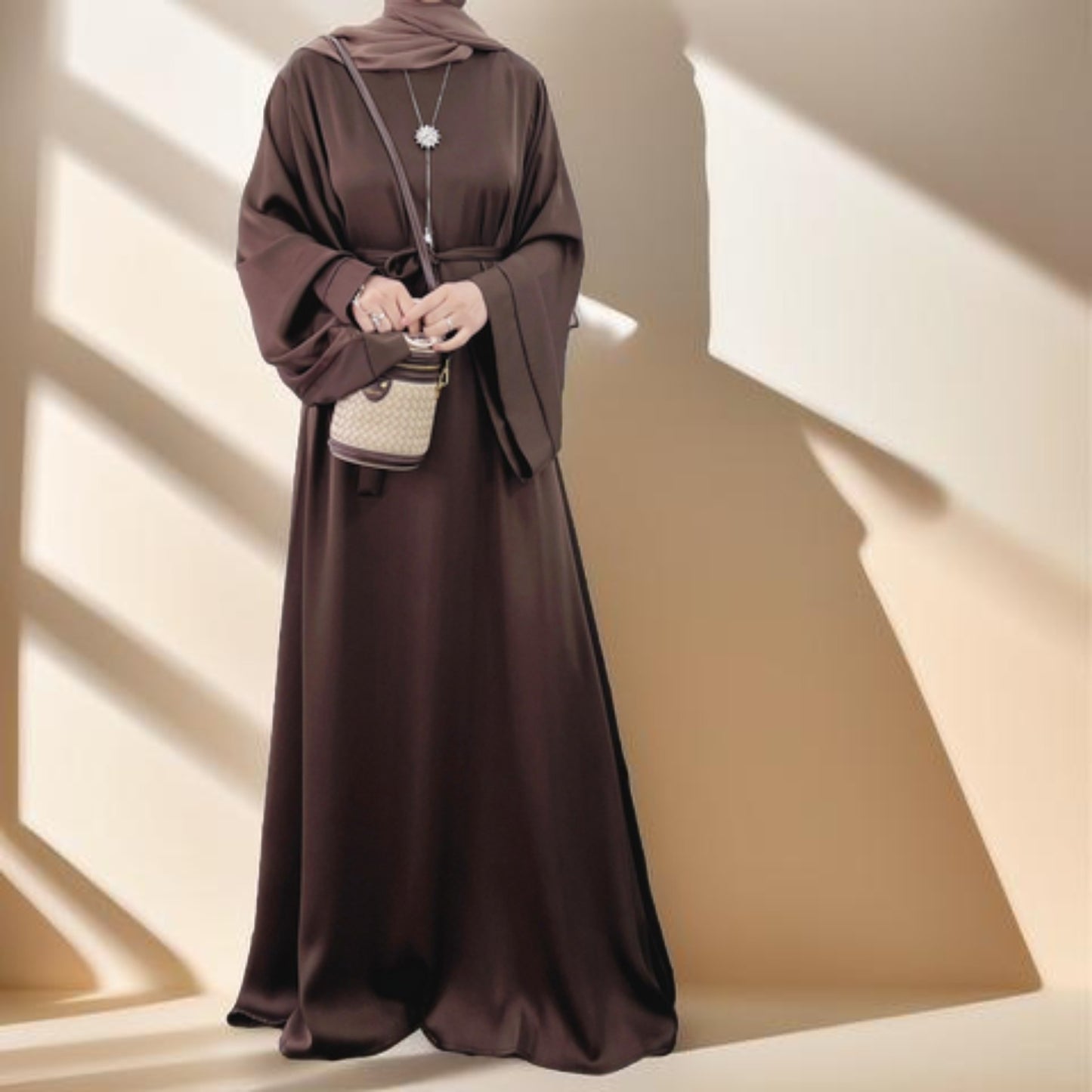 Lightweight plain abaya with long sleeves - Try Modest Limited 