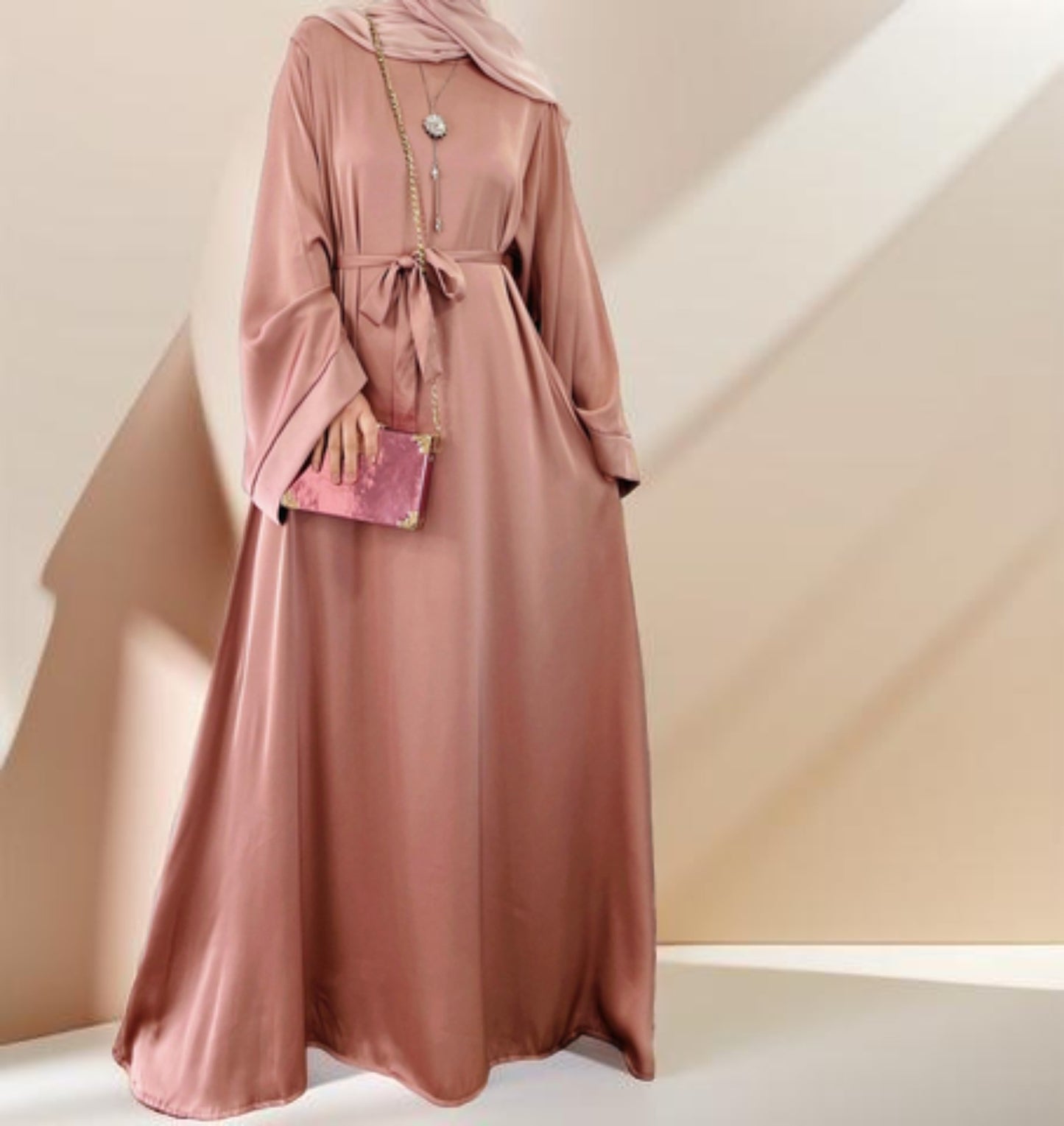 Lightweight plain abaya with long sleeves - Try Modest Limited 