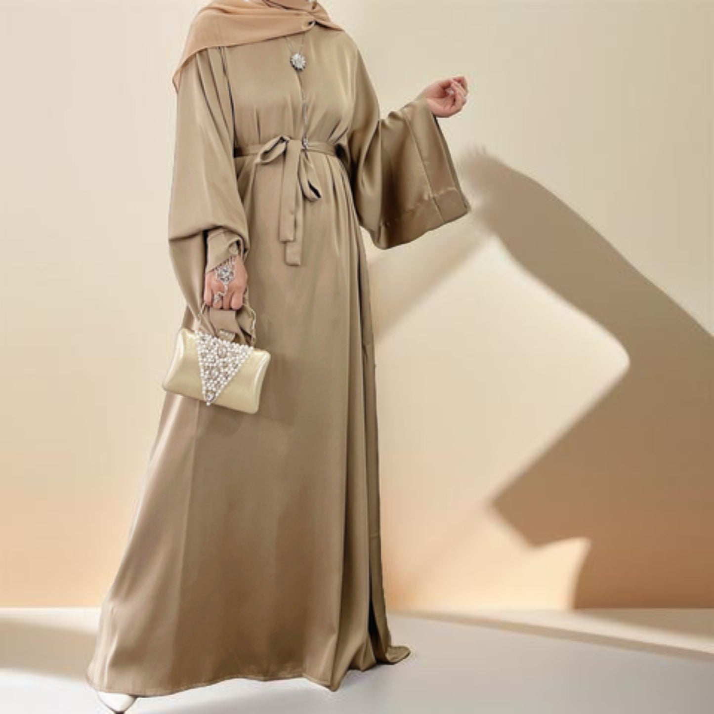 Lightweight plain abaya with long sleeves - Try Modest Limited 