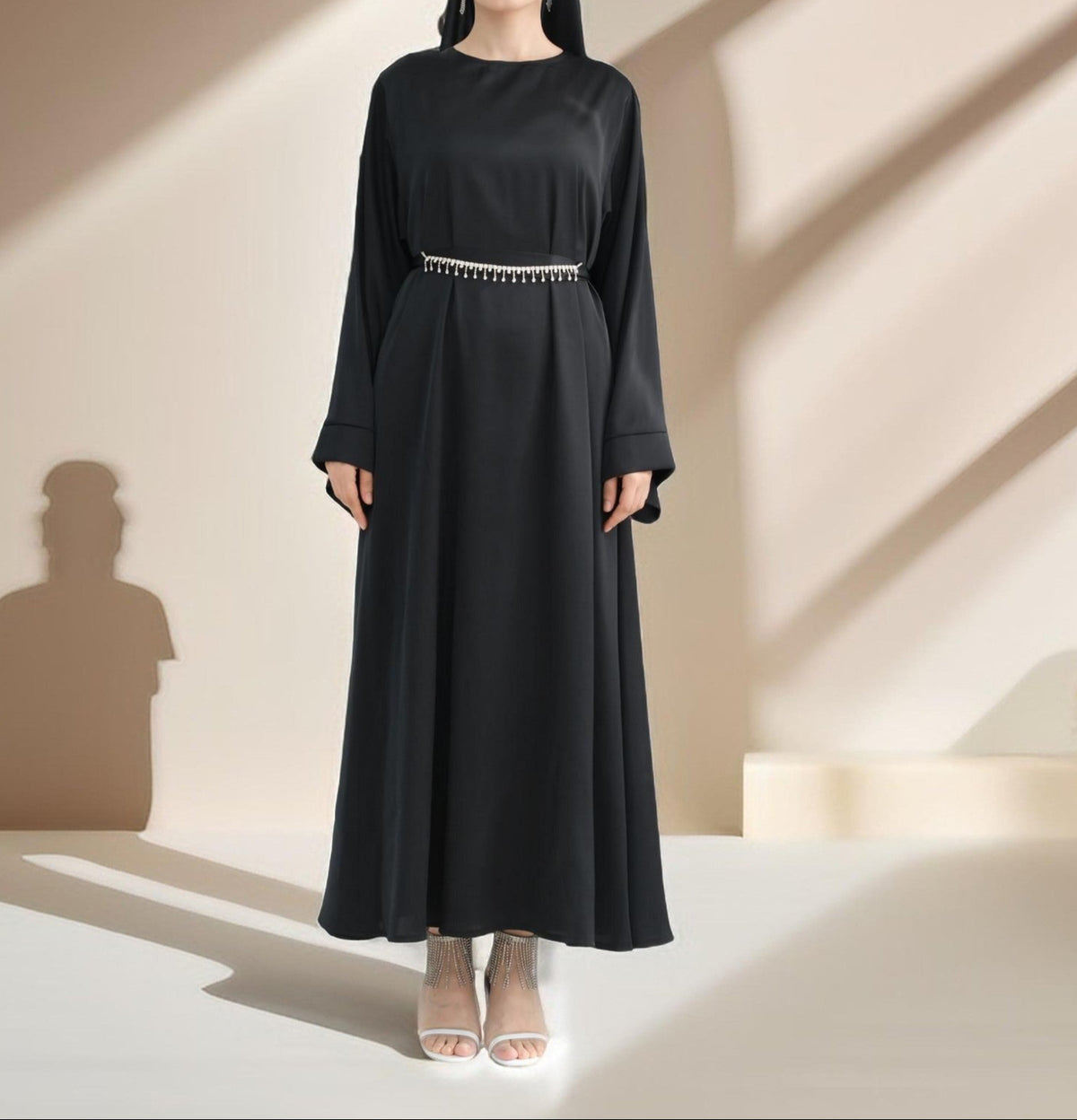 Lightweight plain abaya with long sleeves - Try Modest Limited