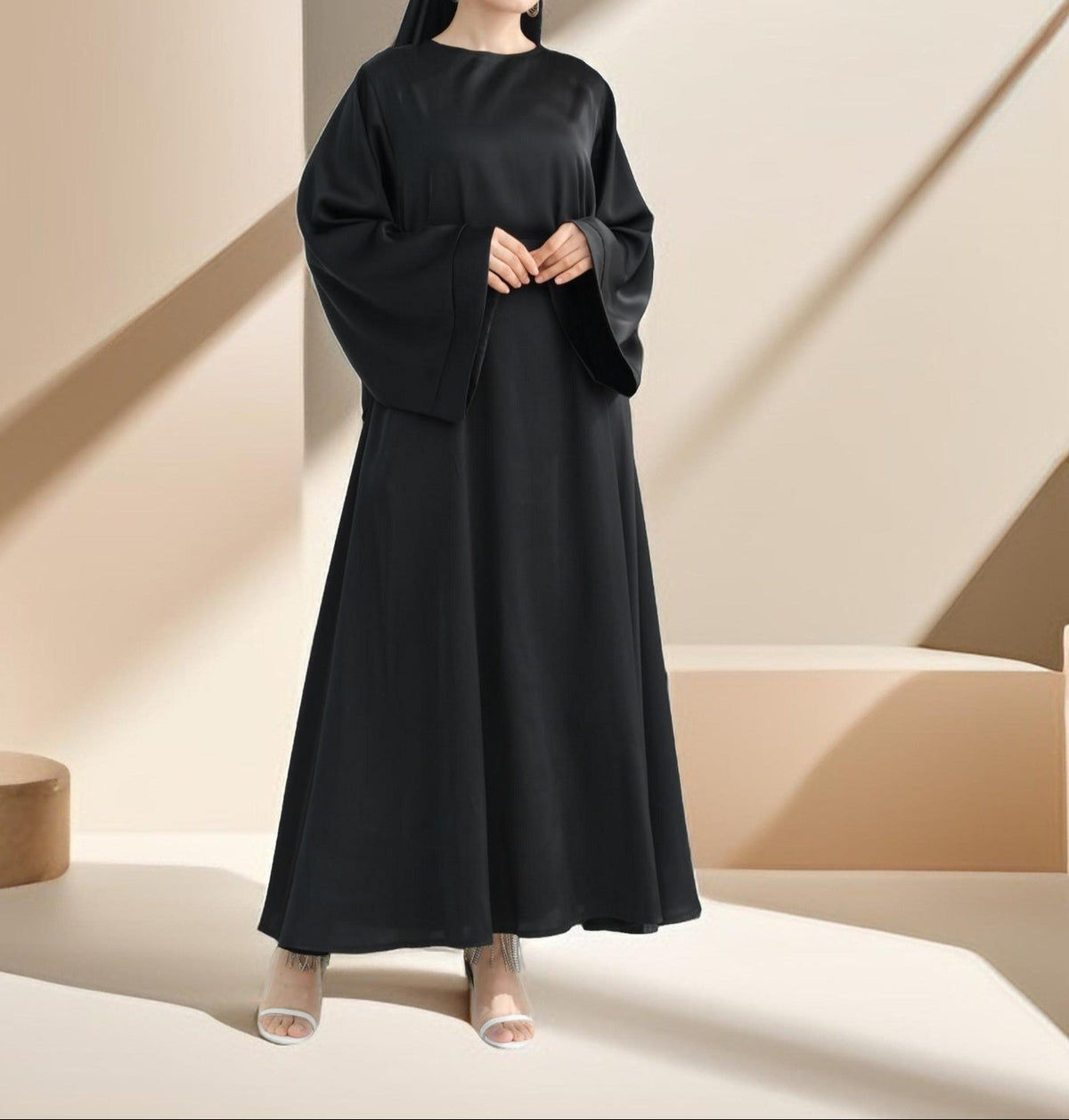 Lightweight plain abaya with long sleeves - Try Modest Limited