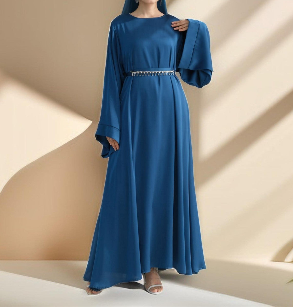 Lightweight plain abaya with long sleeves - Try Modest Limited