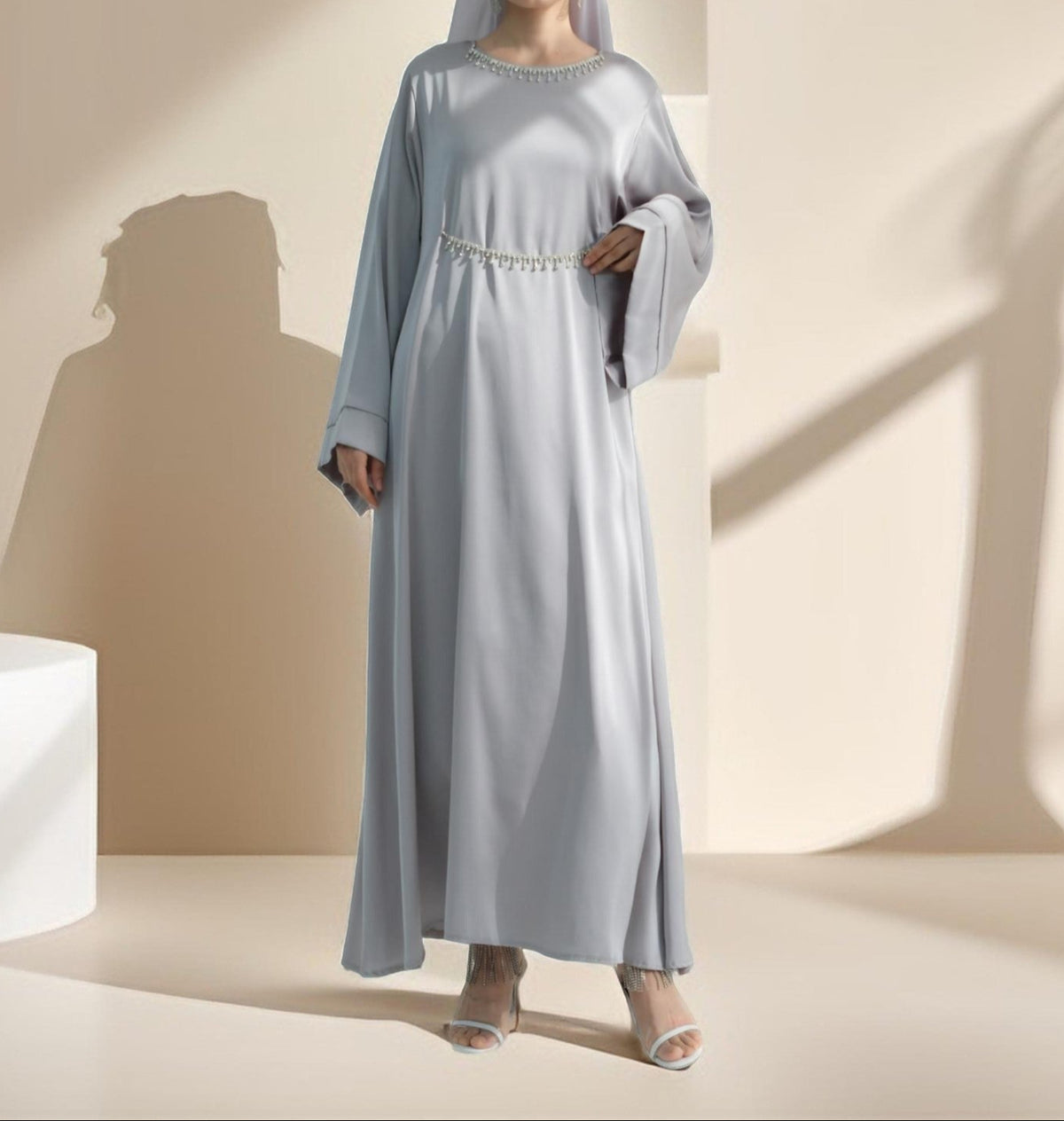 Lightweight plain abaya with long sleeves - Try Modest Limited