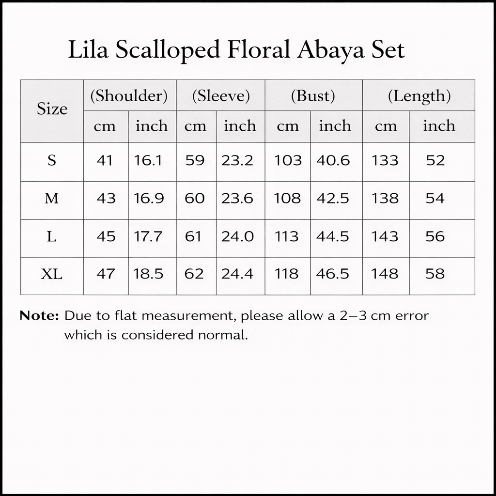 Lila Scalloped Floral Abaya Set