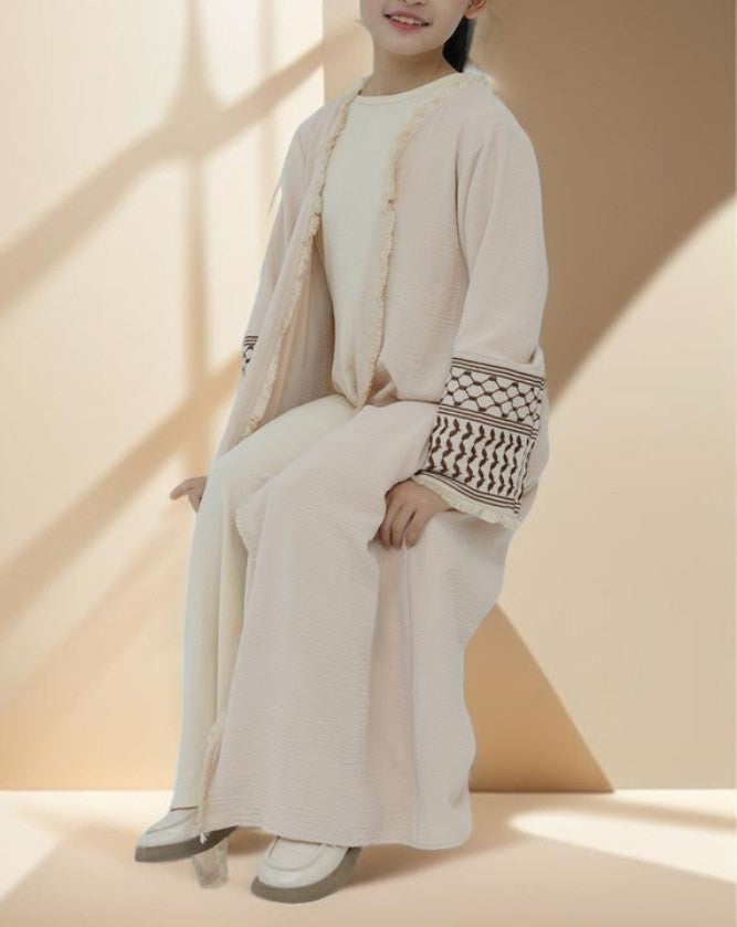 Little Miss Keffiyeh Open Front Kimono Abaya - Try Modest Limited