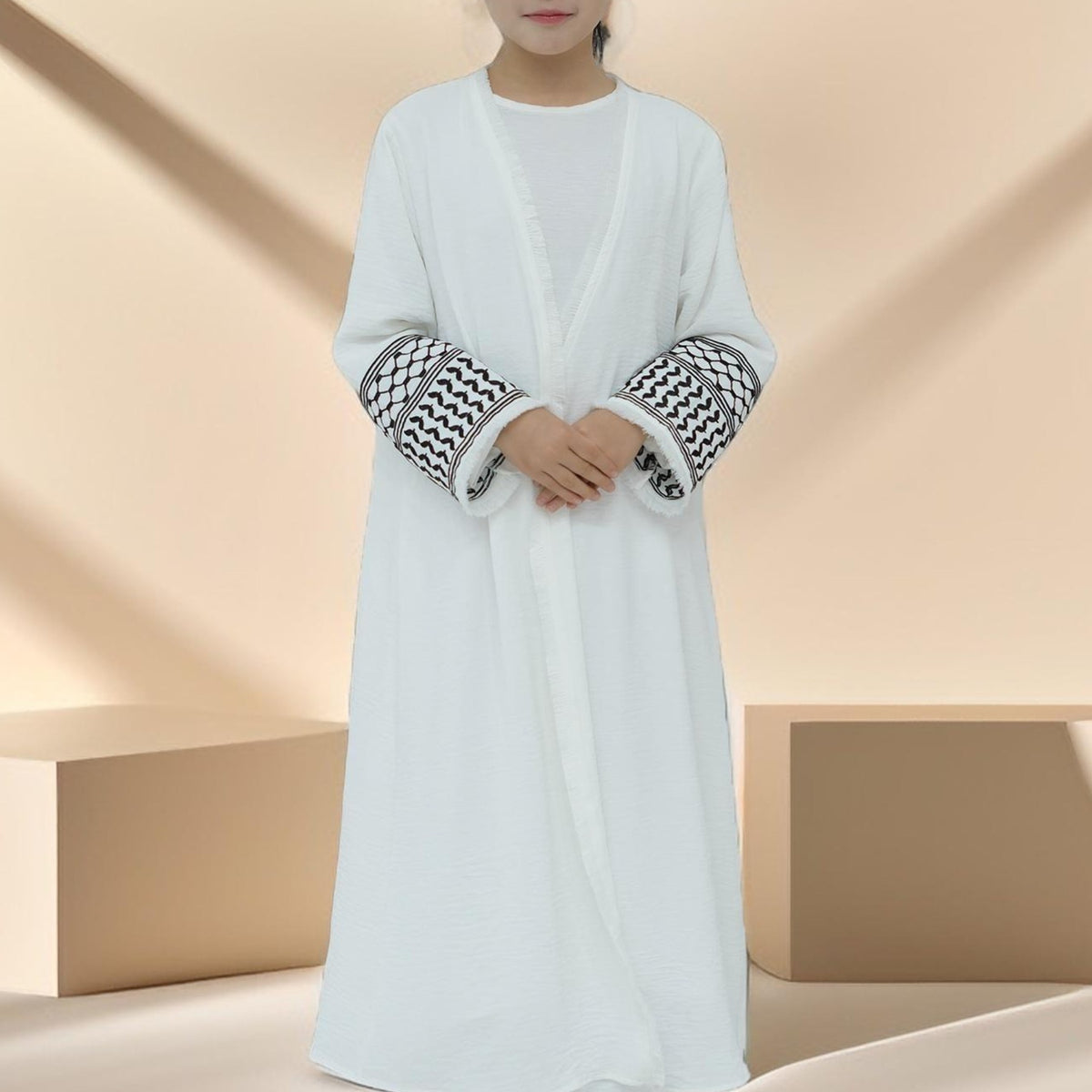 Little Miss Keffiyeh Open Front Kimono Abaya - Try Modest Limited