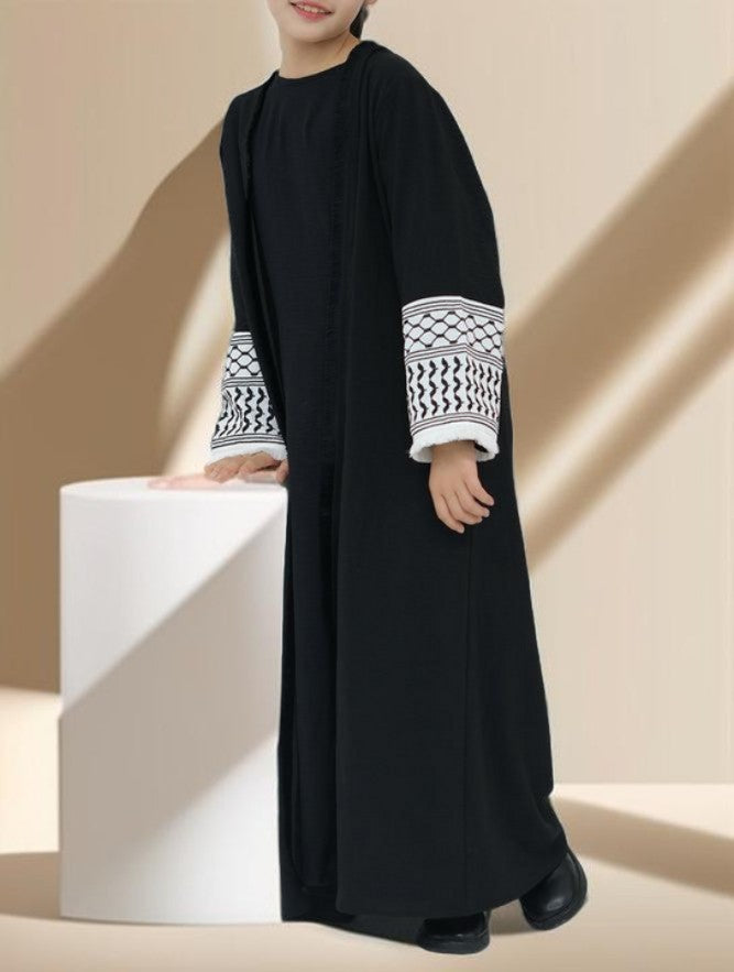 Little Miss Keffiyeh Open Front Kimono Abaya - Try Modest Limited