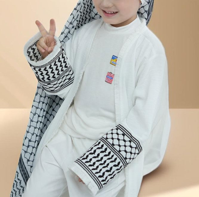 Little Miss Keffiyeh Open Front Kimono Abaya - Try Modest Limited
