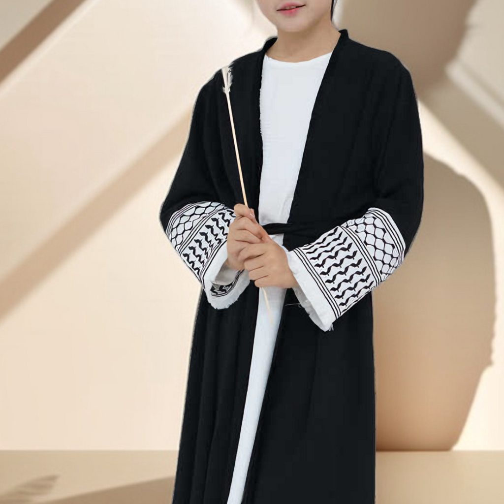 Little Miss Keffiyeh Open Front Kimono Abaya - Try Modest Limited
