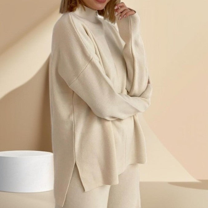 Long Sleeve Loose Casual Sweater Knitted Set - Try Modest Limited