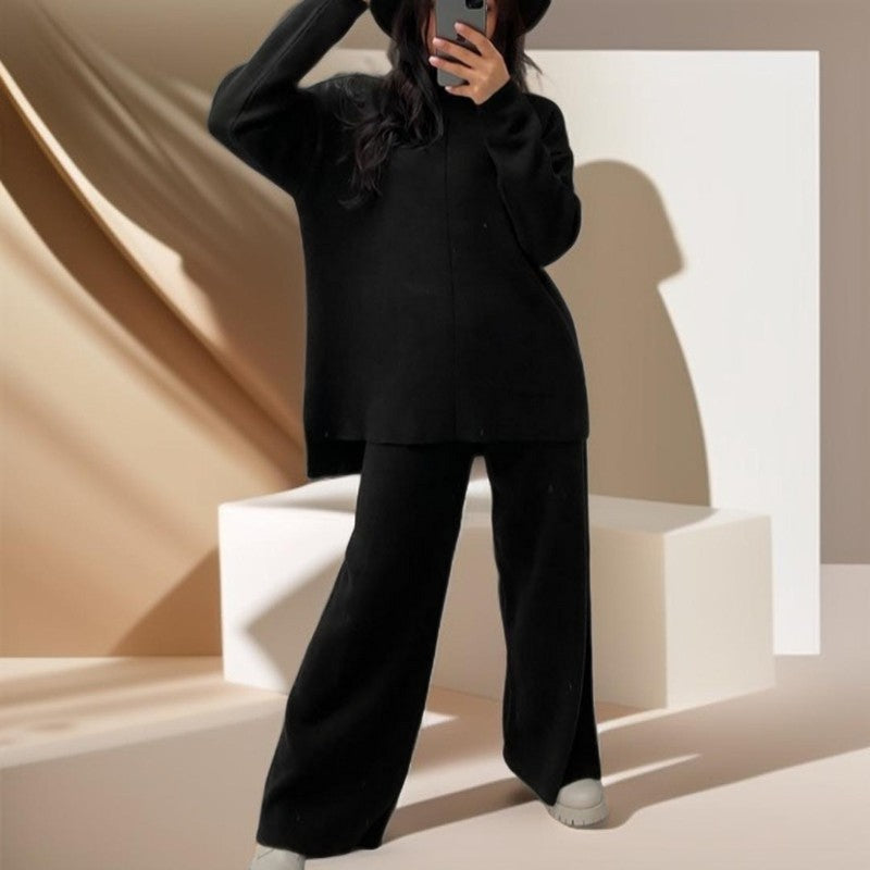 Long Sleeve Loose Casual Sweater Knitted Set - Try Modest Limited