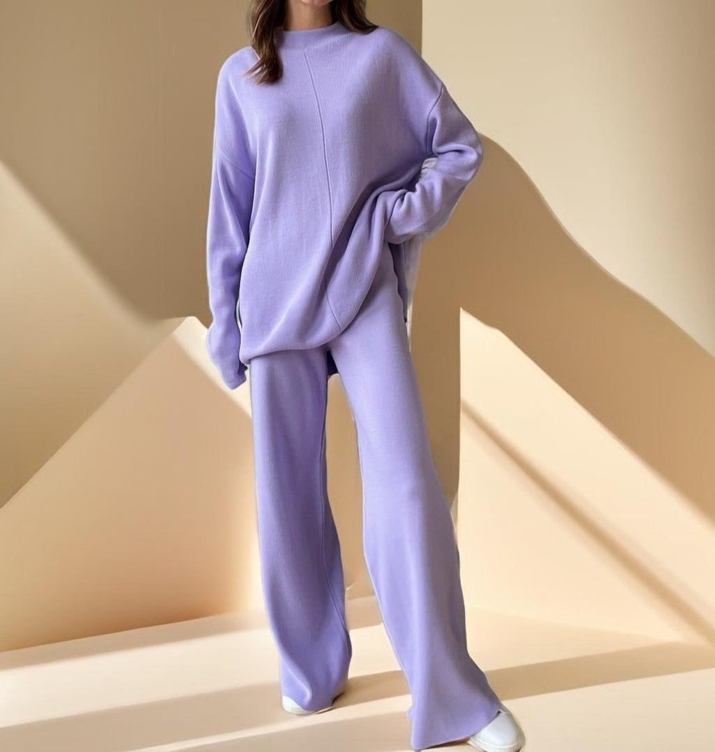 Long Sleeve Loose Casual Sweater Knitted Set - Try Modest Limited